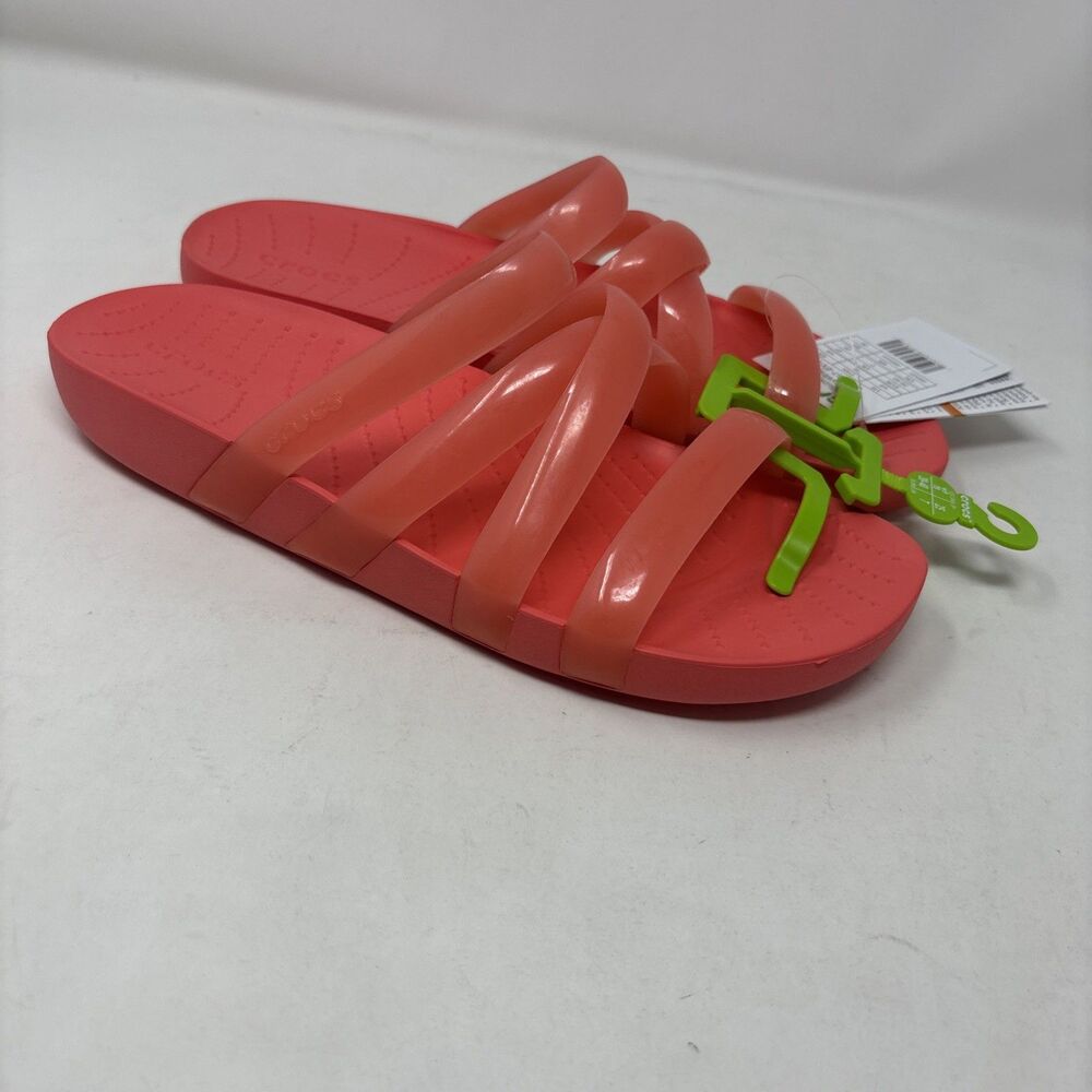 Crocs Splash Glossy Strappy Sandals Women’s 9 Persimmon Coral NWT